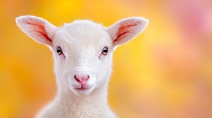 Obraz premium Close up of a new born white lamb