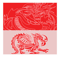 chinese new year dragon with red and white concept. Can used for greetinfs creative