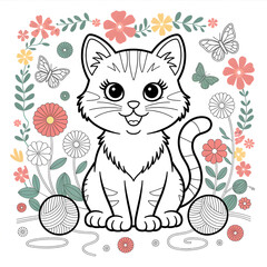 cat with flowers