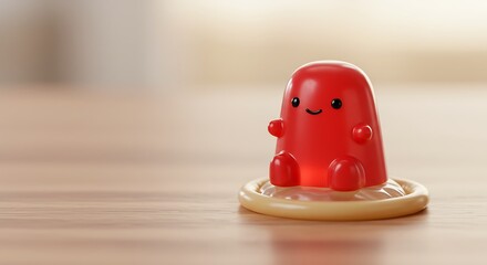 Fototapeta premium Joyful Jelly: A Soft Focus, Wooden Tabletop Scene AI Generated