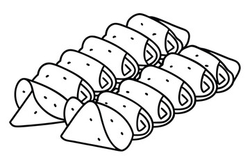 spring rolls line art detailed vector drawing food style