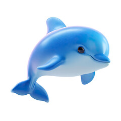 Obraz premium Cute cartoon dolphin icon on transparent background. 3d Dolphin png.