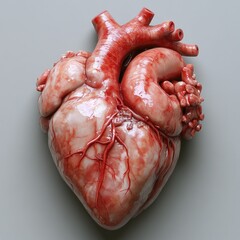 Detailed anatomical illustration of a human heart.  