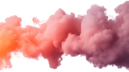 Vibrant Orange and Pink Abstract Cloudscape in Misty Fog and Smoke Curve Pattern