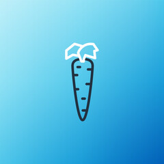 Line Carrot icon isolated on blue background. Colorful outline concept. Vector