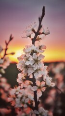 cherry blossom at sunset