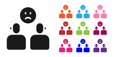Black Complicated relationship icon isolated on white background. Bad communication. Colleague complicated relationship. Set icons colorful. Vector