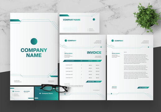 Gradient Green And Black Stationery Set