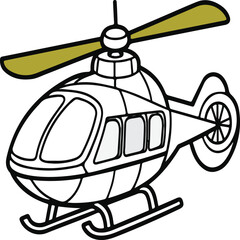 Helicopter Coloring page white background black line art Free Vector