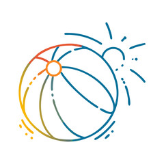 Colorful beach ball with sun rays representing summer fun  