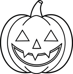 Happy Jack-o'-Lantern Line Drawing – Halloween Pumpkin Outline Vector