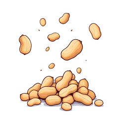Vsai peanuts falling and piling up on a white background