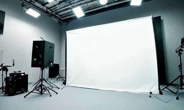 Studio photo dengan latar belakang putih 