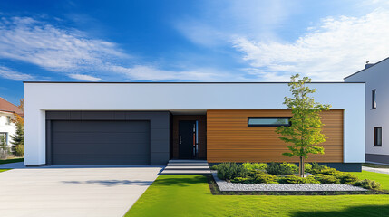 シンプルな日本の平屋住宅、戸建て住宅