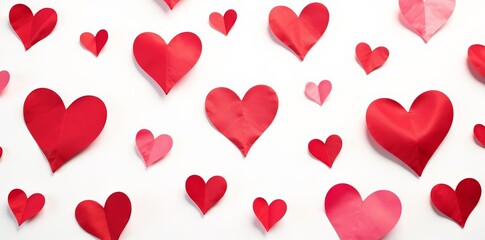 Abstract red hearts seamless pattern on white background for Valentine's Day cards, pattern, hearts, love