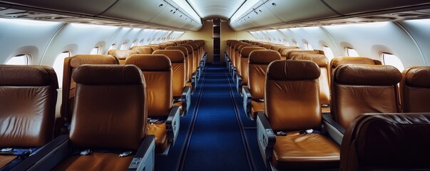 Fototapeta premium Empty Airplane Cabin Interior