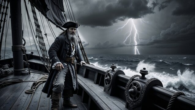 The tumultuous and stormy seas set the stage for an exhilarating adventure on a pirate ship