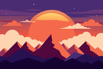 vector illustration of a sunset