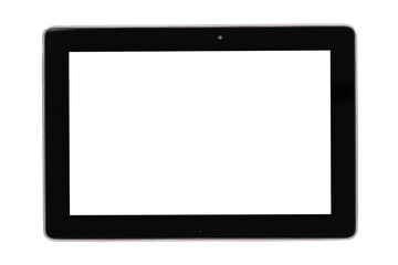 Tablet on a white background with a white screen