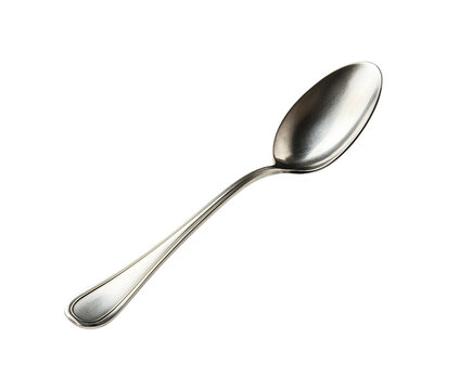 Metal spoon isolated white background. Simple kitchen spoon utensil. Dining spoon.
