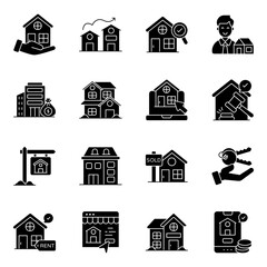 Set of Estate Solid Icons

