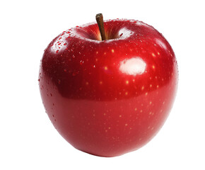 Fresh red apple with water drops isolated. Juicy fresh fruit, healthy fresh food.
