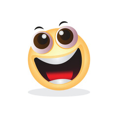 Laughing emoji, happy laugh and smile emoticon vector illustration