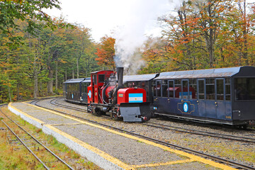 TRAIN OF THE END OF THE WORLD, the Southern Fuegian Railway in Tierra del Fuego National Park, Patagonia, Argentina, South America