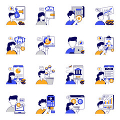 Set of Investment Flat Icons 

