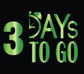 Three day to go icon in flat style. Promo label with alarm clock vector illustration 
