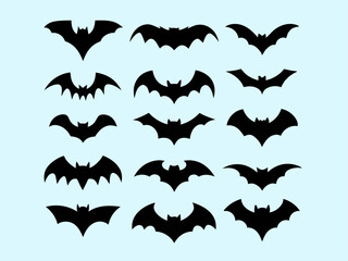 Obraz premium Collection of Bat Silhouette Vector Illustrations