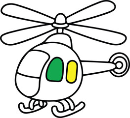 Helicopter Coloring page white background black line art Free Vector