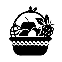fruit basket icon, fruit basket silhouette vector illustration-simple silhouette illustration of fruit basket, perfect for fruit basket logos and icons