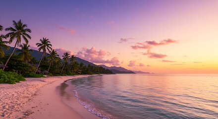 Whispers of Sunset, Tropical Shore AI Generated