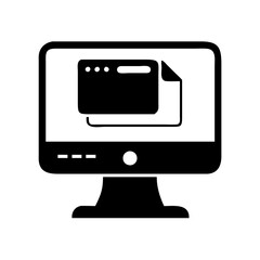 monitor icon, monitor silhouette vector illustration-simple silhouette illustration of monitor, perfect for monitor logos and icons