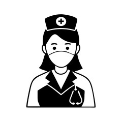 nurse icon, nurse silhouette vector illustration-simple silhouette illustration of nurse, perfect for nurse logos and icons