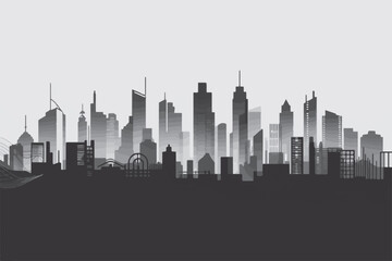 Black Silhouette of Cityscape – Minimalist Design