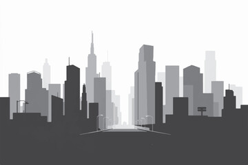 Modern City Skyline Silhouette – Urban Landscape Art