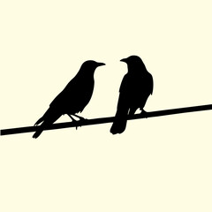 Silhouette of Lovebirds on a Branch - Vector Illustration