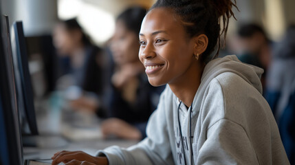 Inspiring Young Female Student Engaged in Collaborative Learning