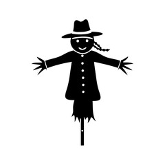scarecrow icon, scarecrow silhouette vector illustration-simple silhouette illustration of scarecrow, perfect for scarecrow logos and icons