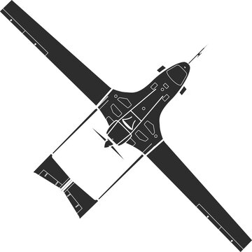Bayraktar strike drone icon, top view icon, black color.