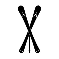skis icon, skis silhouette vector illustration-simple silhouette illustration of skis, perfect for skis logos and icons