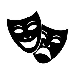 theater mask icon, theater mask silhouette vector illustration-simple silhouette illustration of theater mask, perfect for theater mask logos and icons