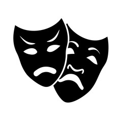 theater mask icon, theater mask silhouette vector illustration-simple silhouette illustration of theater mask, perfect for theater mask logos and icons