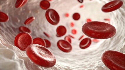 Fototapeta premium Dynamic view of red blood cells in circulation.