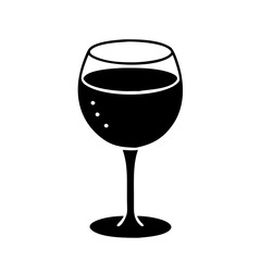 wine glass icon, wine glass silhouette vector illustration-simple silhouette illustration of wine glass, perfect for wine glass logos and icons