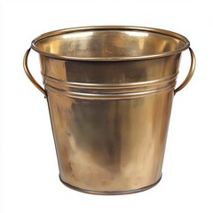 empty metal bucket brass in color no background.