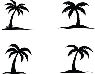 Fototapeta premium Palm Tree Silhouettes set vector illustration. 