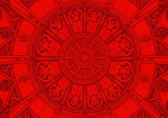 Naklejka premium Crimson Mandala Intricate Geometric Design. AI Generated